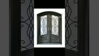 Wrought iron double doors insert with tempered glass,sound insulation,decoration and security.