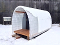 Construction of homeless sleeping pod using plastic Conestoga sheet technique that works