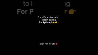 YouTube channels for Python #learn #techskills #python #programming #coding