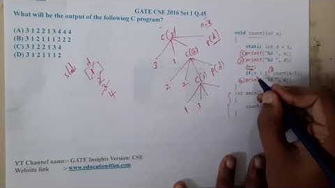GATE CSE 2016 SET 1 Q 45 || C PROGRAMMING  ||Data Structure || GATE Insights Version: CSE
