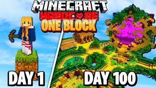 I Survived 100 Days in ONE BLOCK in Hardcore Minecraft!