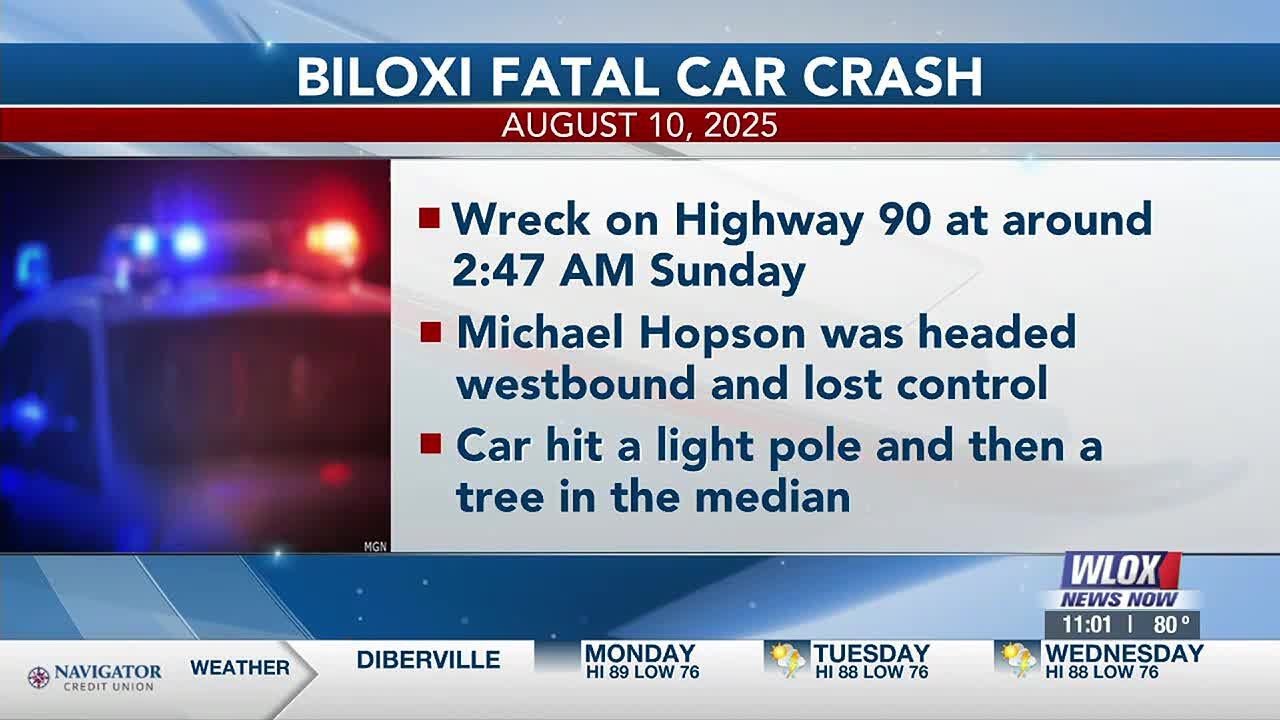 Man killed after crashing into light pole, tree on Highway 90 ...