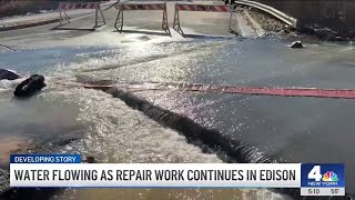 Water flowing as repair work continues in Edison, NJ | NBC New York