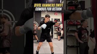 Dmitry Bivol HAMMERS swift combos on heavy bag for return!
