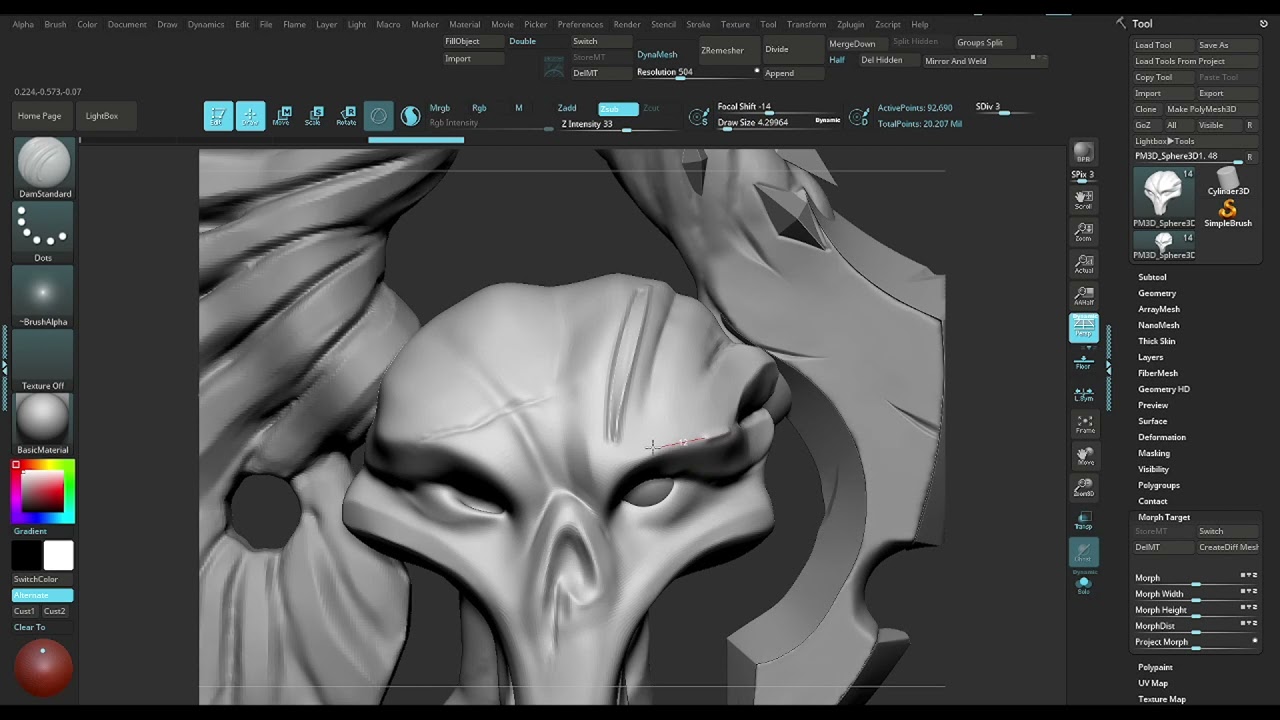 morph target for posed characte zbrush