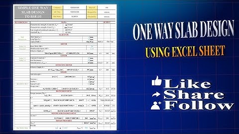 One way slab design using excel