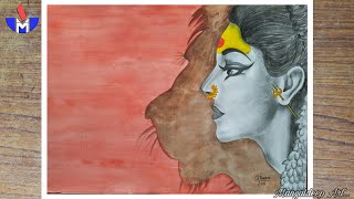 Durga maa Drawing Devi Durga latest drawing a girl like a lion drawing