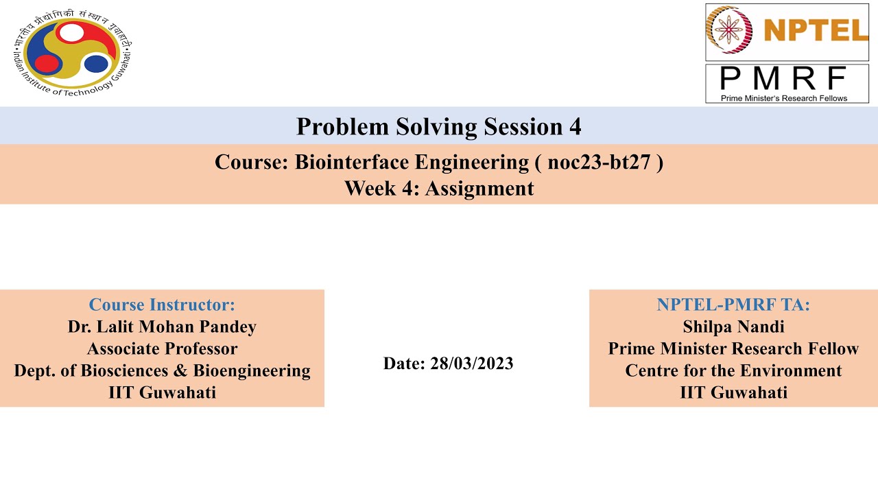 Biointerface Engineering (noc23-bt27) - Problem Solving Session 4