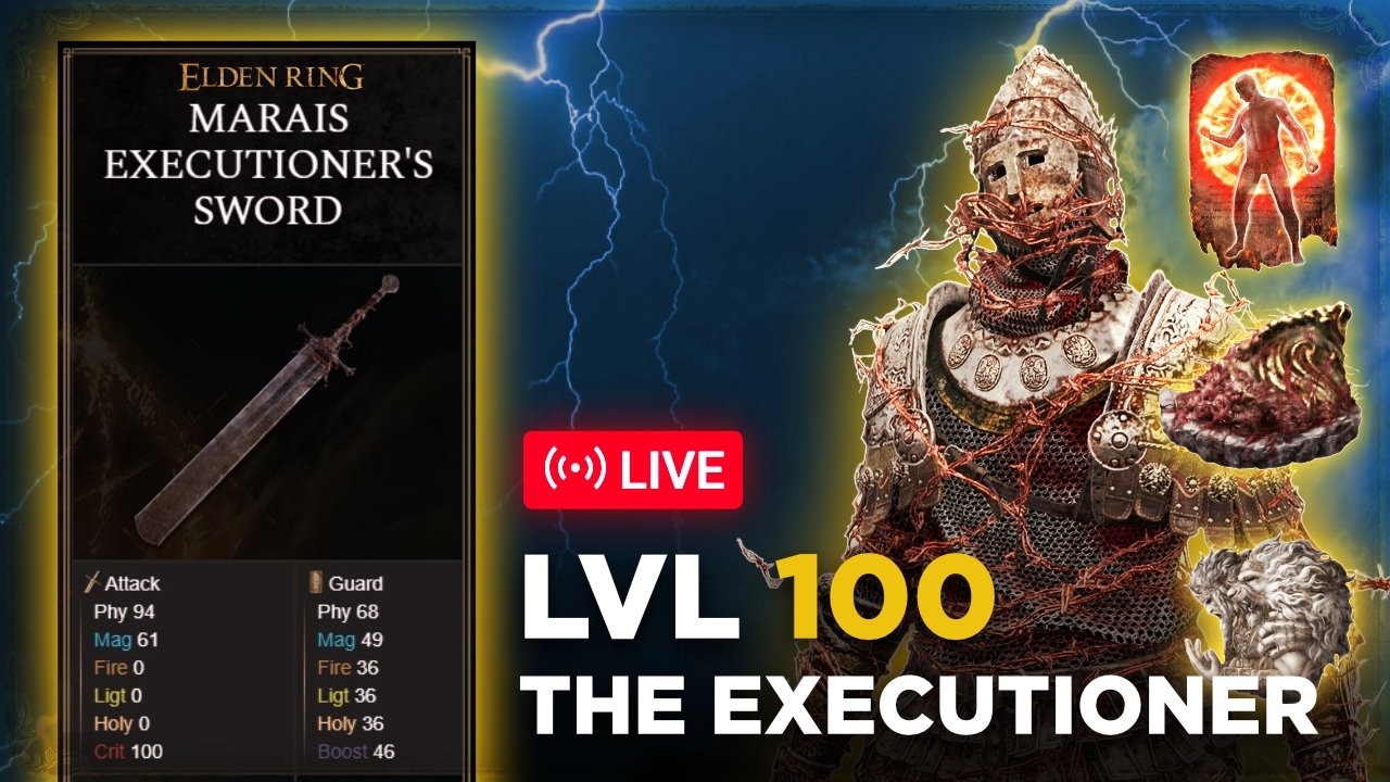 Marais Executioner's Sword RL100 Progression Build Guide - Boss Fight Showcase (Elden Ring)