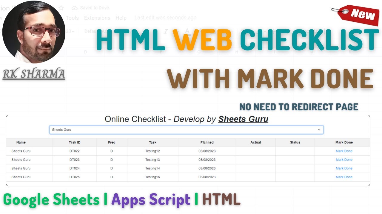 HTML Web App for Checklist with Mark Done - YouTube