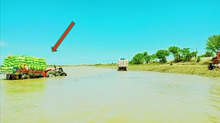 My tractors crossing canal with heavy load and sink Badly in water