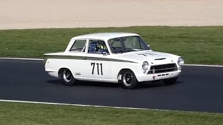 Career Overview Ford Lotus Cortina MK1 racing at Donington Park - Lotus Cortina Twin-Cam Pure Sound 