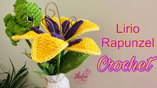 LIRIO DE RAPUNZEL 👸😍💕Crochet🧶#crochet #floresamarillas #lírio #rapunzel