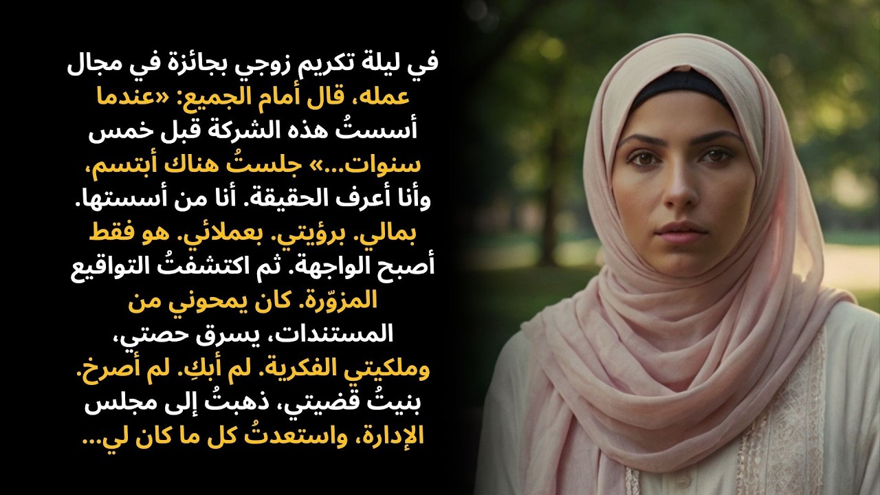 في حفل تكريم زوجي، محاني من قصتنا — فاستعدتُ الشركة التي بنيتُها أنا