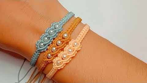 Como fazer Pulseira Macrame com miçangas/Tutorial passo a passo🌼✨