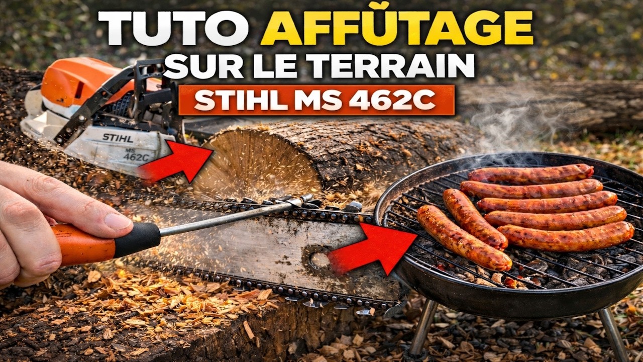 affouage2025/2026:Comment j'affûte ma tronçonneuse sur le terrain (STIHL MS 462C)