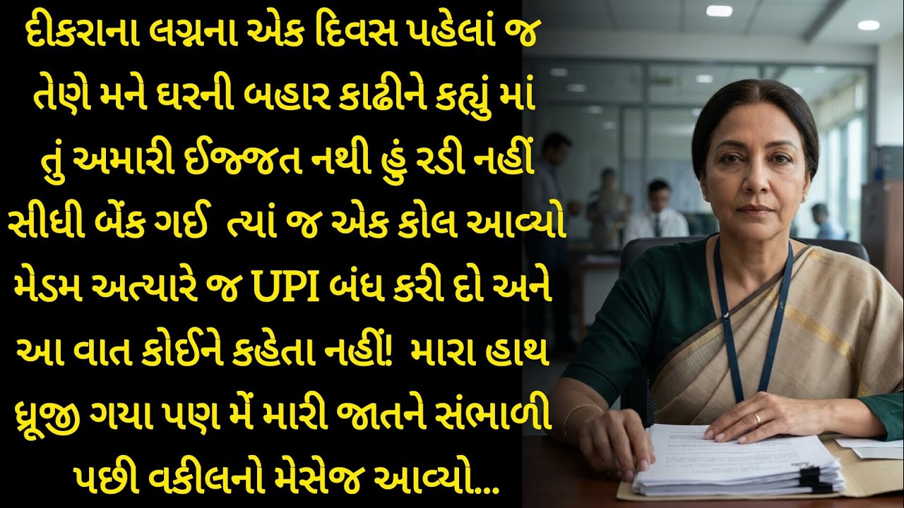 દીકરાના લગ્નના એક દિવસ પહેલાં અપમાન.. બેંકમાં હતી ત્યાં જ આવ્યો 'UPI' વાળો કૉલ gujrati story | varta