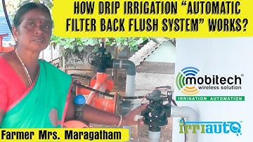 Function of Drip Irrigation Automatic gravel and disc filter back wash system by Mobitech Wireless