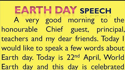 Speech on World Earth Day in English by Smile Please World
