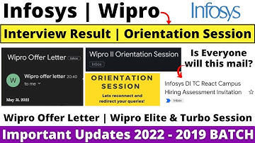 Wipro Offer Letter Out | Wipro Elite & Turbo Orientation Session Mail Update | Infosys DI TC Hiring