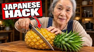Cut a Pineapple the Japanese Way! No Digging Out the Eyes, No Waste! Clean & Simple