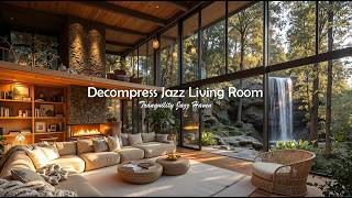 Decompress Jazz Living Room Music By The Waterfall | Soft Jazz With Nature Therapy To Relive Stre... screenshot 3