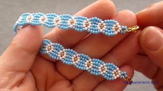 : OLDUKCA SIK CICEKLI YENI MODEL BILEKLIK YAPIMI/NEW MODEL FLOWER BRACELET MAKING