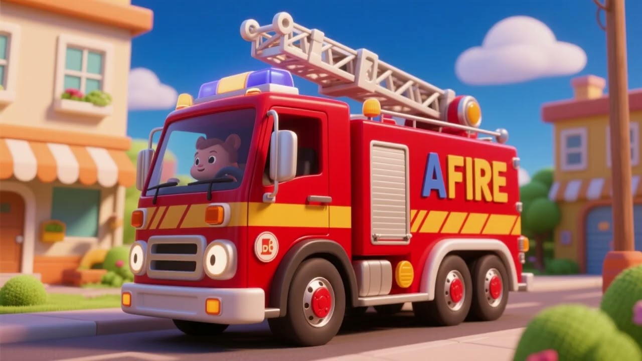 Fire Truck ABC Cartoon Song 🚒🔥 | Learn Alphabet & Phonics | Kids Nursery Rhymes