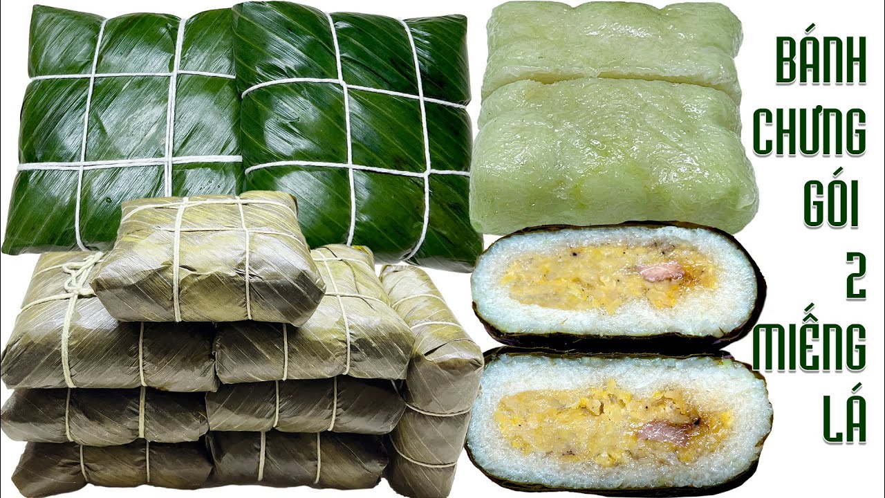 Bánh Chưng Luộc Gói 2 Miếng Lá Chuối / Square Sticky Rice Cake