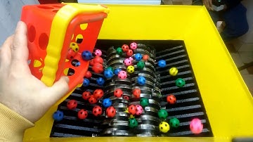 Crushing soft and hard balls in the shredding machine! Wise experiment