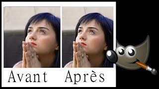 Face makeup using Gimp, Goussian blur method.