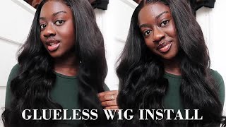 QUICK & EASY GLUELESS WIG INSTALL | BODY WAVE | ALI PEARL HAIR REVIEW