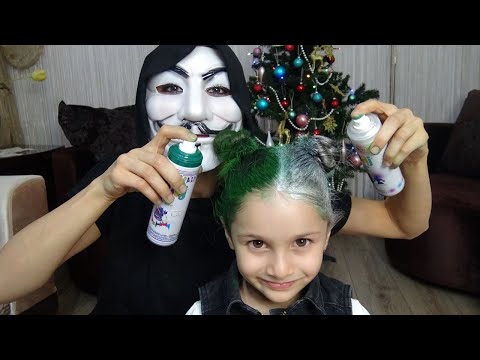 Lina Annesinden Gizli Saçlarını Yeşil ve Beyaza Boyattı Annesine Yakalandı | Funny Kids video