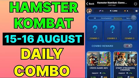 HAMSTER KOMBAT GAMEDEV DAILY COMBO | HAMSTER KOMBAT DAILY COMBO | 15-16 AUGUST HAMSTER DAILY COMBO
