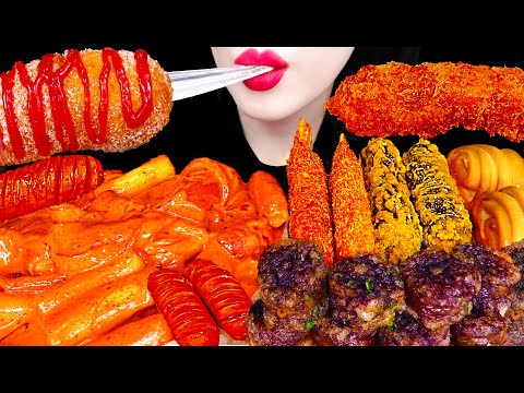 ASMR FRIED SHRIMP, HOT DOG, TTEOKBOKKI 떡볶이, 새우튀김, 핫도그 먹방 MUKBANG, EATING