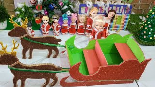 how to make Santa claus sleigh at home / barbie all day routine / barbie video tamil