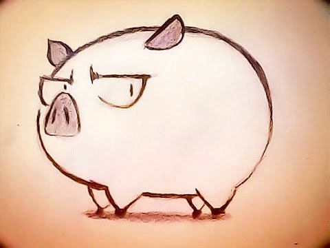 How to draw a cute pig from Peace Maker Kurogane anime 