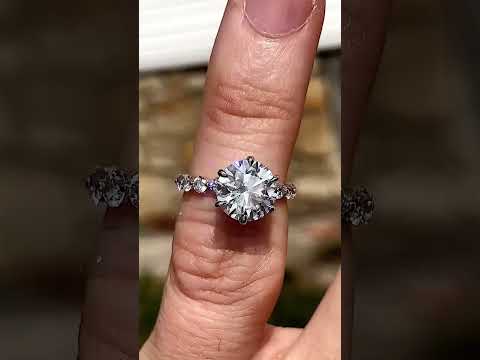 Round Brilliant Moissanite Engagement Ring with Hidden Halo ring video