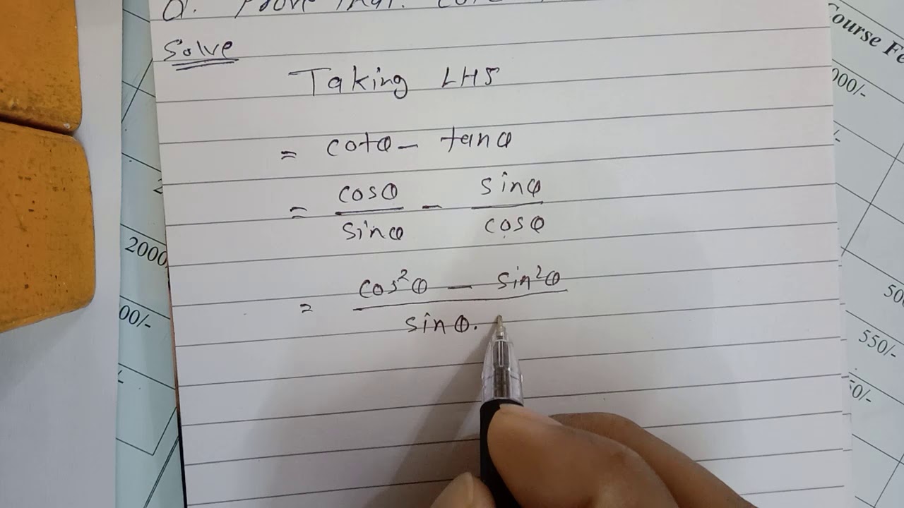 Prove That Cot Theta Tan Theta 2 Cos 2 Theta 1 Sin Theta Cos Theta Youtube Prove That Cot Theta Tan Theta 2 Cos 2 Theta 1 Sin Theta Cos Theta Youtube