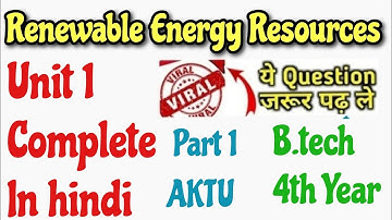Renewable Energy Sources AKTU Unit 1| Renewable Energy Sources Important Questions |