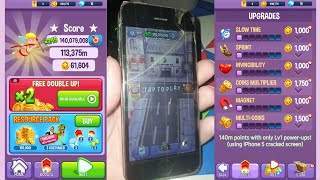 Angry Gran Run - 140 million points with only Level 1 power-ups! (using iPhone 5 cracked screen) screenshot 1