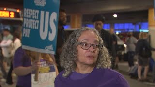 Airport workers hold strike to demand fair wages as Memorial Day travel beings | WSOC-TV