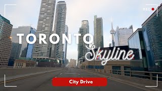 Toronto Skyline 4K - A drive through Toronto Gardiner Expressway | Canada Driving Video