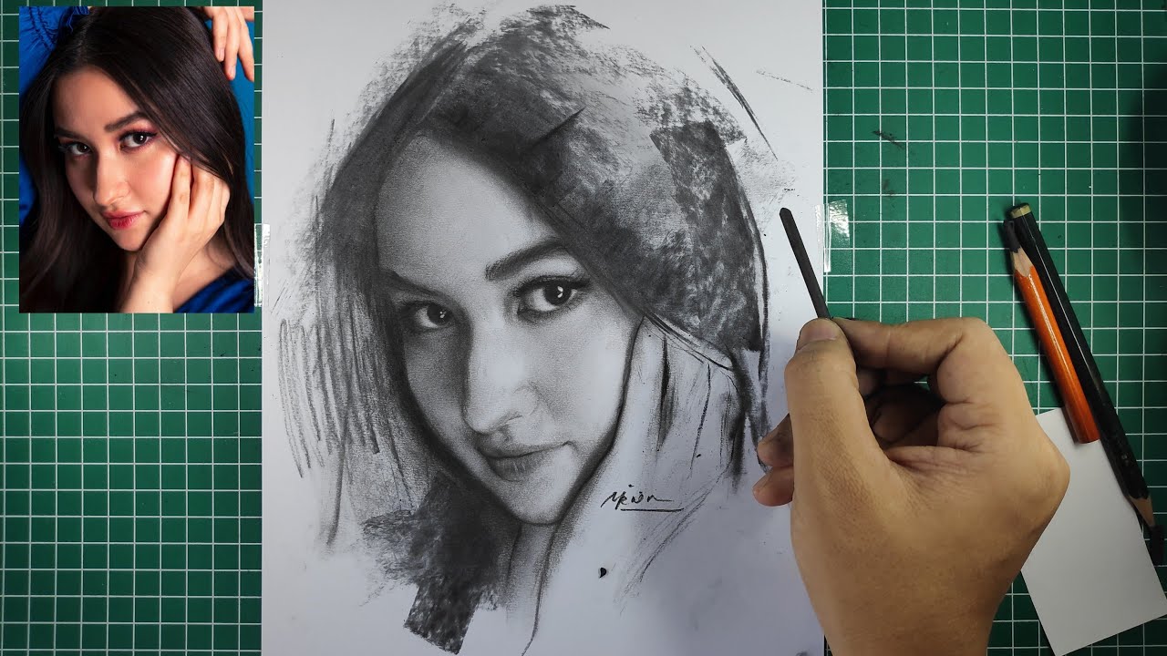 Expressive Charcoal Drawing Demo - Stephanie Poetri - YouTube