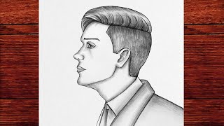 Yandan Erkek Yüzü Nasıl Çizilir - Kolay Yandan Erkek Portre Çizimi - Yan Profil Erkek Portre Çizimi