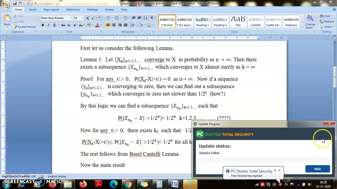 An important connection between convergence in probability and almost ...