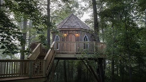 The Nest Treehouse at the Mohicans Treehouse Resort in Ohio // Charming and Rustic treehouse rental