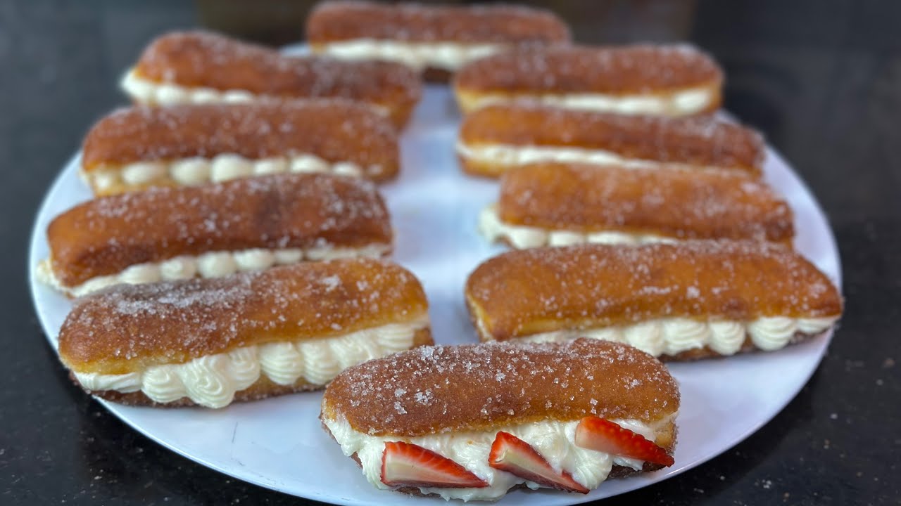 هاذ لبينيي سبيسيال🍩منفوخ وفارغ من داخل بشكل جديد👌محشي بكريمة لذيذة فقط بزوج مكونات خفيف وبنين😋