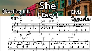 She (Notting Hill OST )/ Easy Piano. Sheet Music /  Elvis Costello  / by SangHeart Play