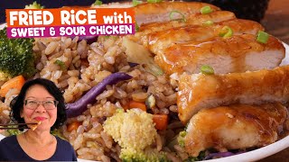 Chinese Fried Rice with Sweet and Sour Chicken: Leftovers make a delicious meal!